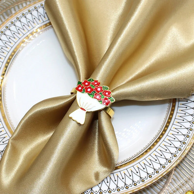 8 tk. Elegantne roosiõieline salvrätikusõrmuste hoidik pulmadeks Sõbrapäevaks Sügisene tänupüha jõulukaunistus HWF73