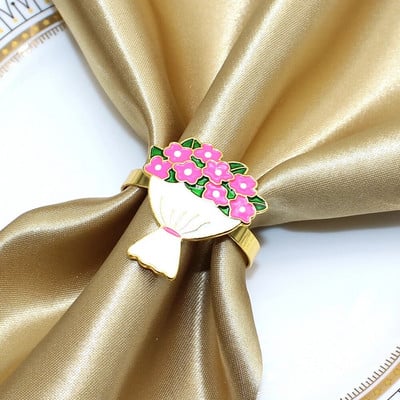 8 tk. Elegantne roosiõieline salvrätikusõrmuste hoidik pulmadeks Sõbrapäevaks Sügisene tänupüha jõulukaunistus HWF73