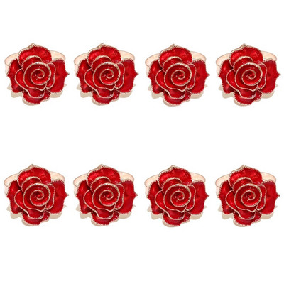 8 tk. Elegantne roosiõieline salvrätikusõrmuste hoidik pulmadeks Sõbrapäevaks Sügisene tänupüha jõulukaunistus HWF73