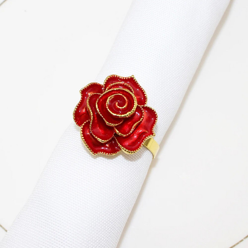 8 tk. Elegantne roosiõieline salvrätikusõrmuste hoidik pulmadeks Sõbrapäevaks Sügisene tänupüha jõulukaunistus HWF73