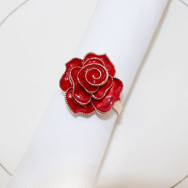 8 tk. Elegantne roosiõieline salvrätikusõrmuste hoidik pulmadeks Sõbrapäevaks Sügisene tänupüha jõulukaunistus HWF73