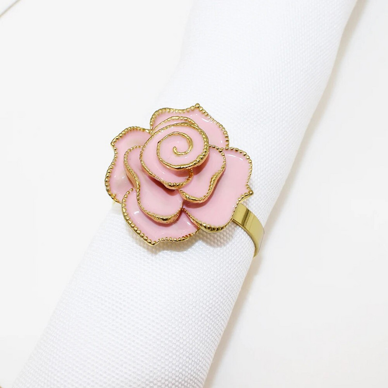 8 tk. Elegantne roosiõieline salvrätikusõrmuste hoidik pulmadeks Sõbrapäevaks Sügisene tänupüha jõulukaunistus HWF73