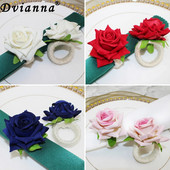 12Pcs Ručno izrađeni prstenovi za salvete s ružičastim cvjetovima Ruža Držač za salvete za dekoraciju stola Dan zahvalnosti Božićni dekor za vjenčanje HWF51
