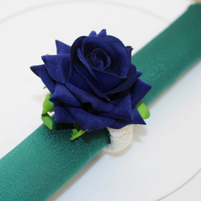 12Pcs Ručno izrađeni prstenovi za salvete s ružičastim cvjetovima Ruža Držač za salvete za dekoraciju stola Dan zahvalnosti Božićni dekor za vjenčanje HWF51