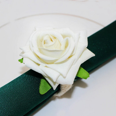 12Pcs Ručno izrađeni prstenovi za salvete s ružičastim cvjetovima Ruža Držač za salvete za dekoraciju stola Dan zahvalnosti Božićni dekor za vjenčanje HWF51