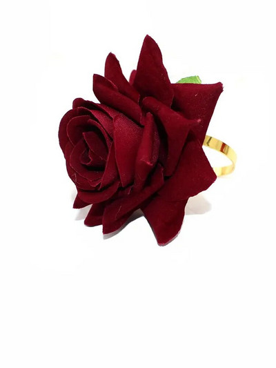 12Pcs Ručno izrađeni prstenovi za salvete s ružičastim cvjetovima Ruža Držač za salvete za dekoraciju stola Dan zahvalnosti Božićni dekor za vjenčanje HWF51