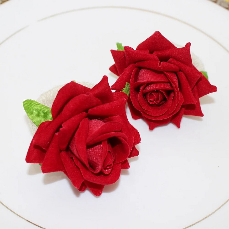 12Pcs Ručno izrađeni prstenovi za salvete s ružičastim cvjetovima Ruža Držač za salvete za dekoraciju stola Dan zahvalnosti Božićni dekor za vjenčanje HWF51