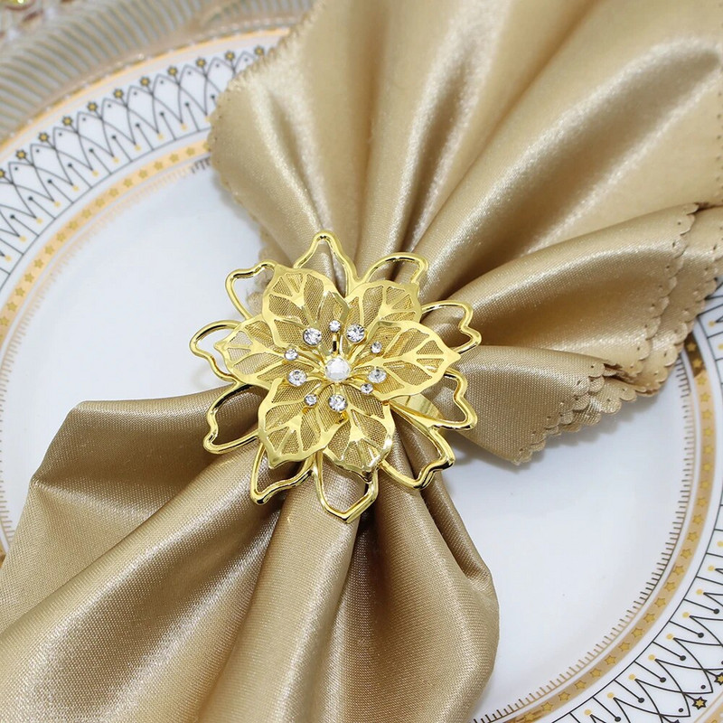 8Gb Zelta Rhinestone salvešu turētāji dobi, ziedu salvešu gredzens Valentīndienas kāzu vakariņām ballīšu galda dekors HWD105