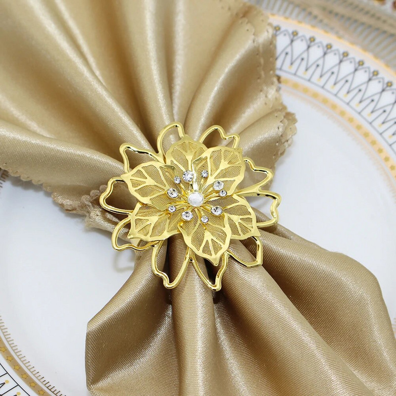 8Gb Zelta Rhinestone salvešu turētāji dobi, ziedu salvešu gredzens Valentīndienas kāzu vakariņām ballīšu galda dekors HWD105