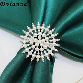 8db Ezüst szalvéta gyűrűk strassz gyöngy szalvéta gyűrűtartó karácsonyra Születésnapra Húsvétra Ősz Halloween dekoráció HWP19