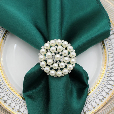 8db Ezüst szalvéta gyűrűk strassz gyöngy szalvéta gyűrűtartó karácsonyra Születésnapra Húsvétra Ősz Halloween dekoráció HWP19