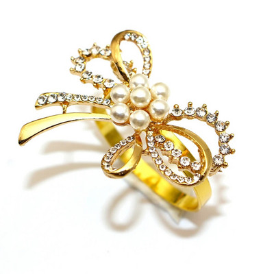 8db Ezüst szalvéta gyűrűk strassz gyöngy szalvéta gyűrűtartó karácsonyra Születésnapra Húsvétra Ősz Halloween dekoráció HWP19