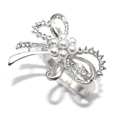 8db Ezüst szalvéta gyűrűk strassz gyöngy szalvéta gyűrűtartó karácsonyra Születésnapra Húsvétra Ősz Halloween dekoráció HWP19