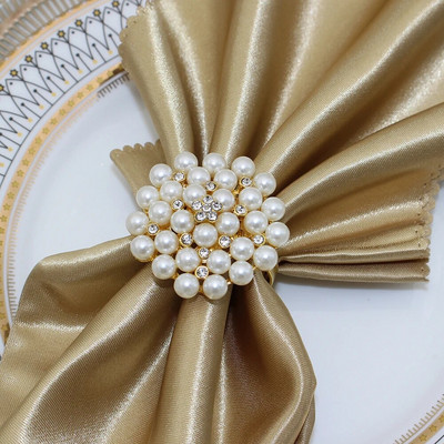 8db Ezüst szalvéta gyűrűk strassz gyöngy szalvéta gyűrűtartó karácsonyra Születésnapra Húsvétra Ősz Halloween dekoráció HWP19