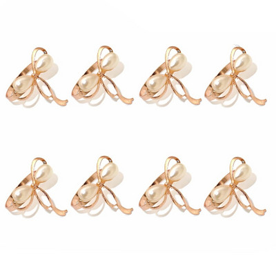 8db Ezüst szalvéta gyűrűk strassz gyöngy szalvéta gyűrűtartó karácsonyra Születésnapra Húsvétra Ősz Halloween dekoráció HWP19