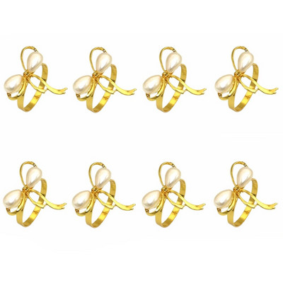 8db Ezüst szalvéta gyűrűk strassz gyöngy szalvéta gyűrűtartó karácsonyra Születésnapra Húsvétra Ősz Halloween dekoráció HWP19