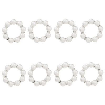 8db Ezüst szalvéta gyűrűk strassz gyöngy szalvéta gyűrűtartó karácsonyra Születésnapra Húsvétra Ősz Halloween dekoráció HWP19