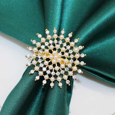 8db Ezüst szalvéta gyűrűk strassz gyöngy szalvéta gyűrűtartó karácsonyra Születésnapra Húsvétra Ősz Halloween dekoráció HWP19