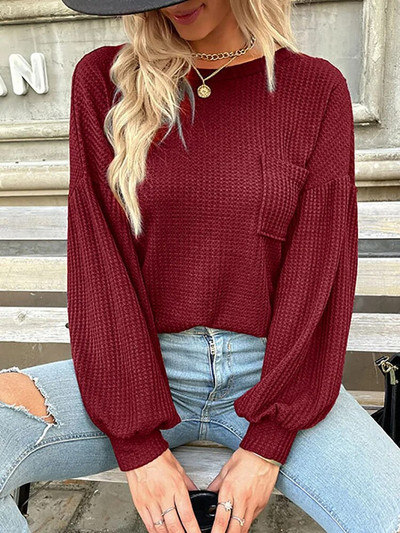 Μόδα γυναικεία πουλόβερ Σέξι πλεκτά μακρυμάνικα εξώπλατα μπλουζάκια casual πουλόβερ με λαιμόκοψη μαύρο φθινόπωρο Νέα σε πλεκτά 2023