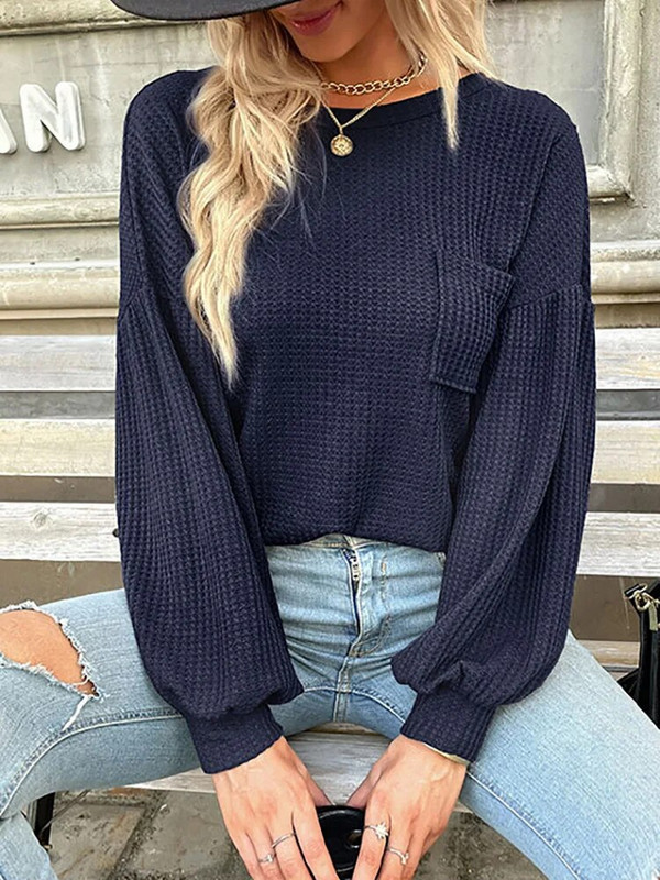 Μόδα γυναικεία πουλόβερ Σέξι πλεκτά μακρυμάνικα εξώπλατα μπλουζάκια casual πουλόβερ με λαιμόκοψη μαύρο φθινόπωρο Νέα σε πλεκτά 2023