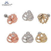 1Pár virágfa rozsdamentes acél piercingearring Stud Aranyos fa Stílus Testékszer Porc Fülbevaló Piercing Lányok Divat