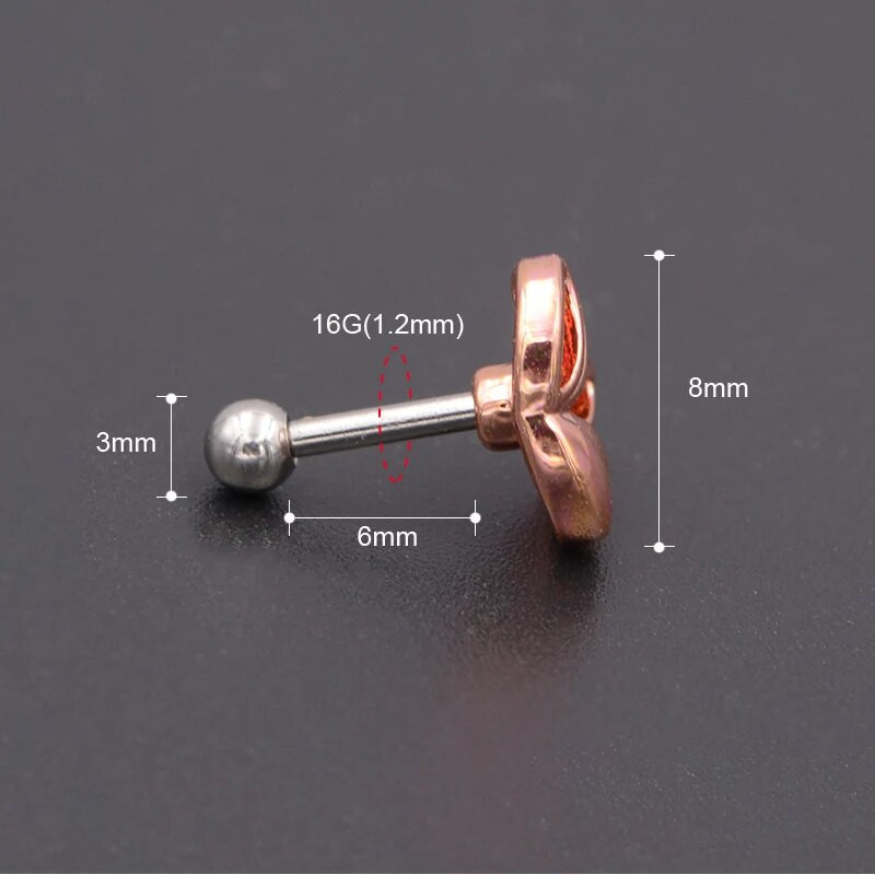 1Pár virágfa rozsdamentes acél piercingearring Stud Aranyos fa Stílus Testékszer Porc Fülbevaló Piercing Lányok Divat