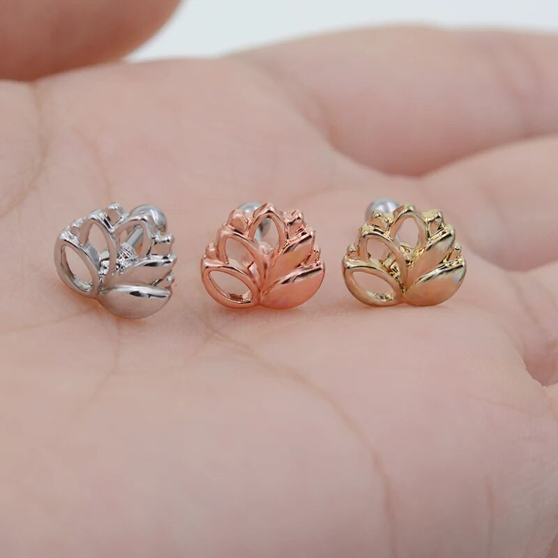 1Pár virágfa rozsdamentes acél piercingearring Stud Aranyos fa Stílus Testékszer Porc Fülbevaló Piercing Lányok Divat