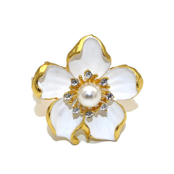 6 τεμάχια Pearl Flower Δαχτυλίδια πετσέτας Λευκή λουλουδάτη αγκράφα για ντους γάμου Νύφη Διακόσμηση τραπεζιού γιορτινό πάρτι γενεθλίων HWF63