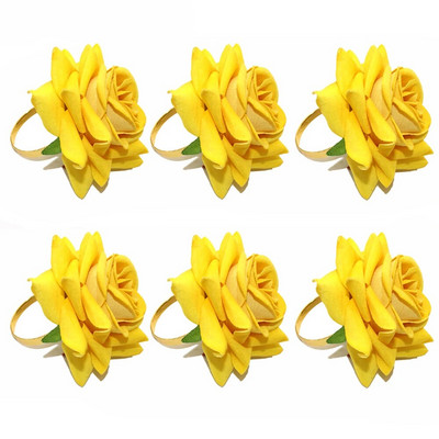 6Gb Pērļu ziedu salvešu gredzeni Balta ziedu salvešu sprādze kāzu līgavas dušai brīvdienu dzimšanas dienas svinību galda noformējums HWF63