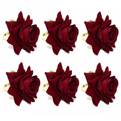 6Gb Pērļu ziedu salvešu gredzeni Balta ziedu salvešu sprādze kāzu līgavas dušai brīvdienu dzimšanas dienas svinību galda noformējums HWF63