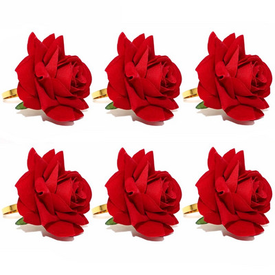 6Gb Pērļu ziedu salvešu gredzeni Balta ziedu salvešu sprādze kāzu līgavas dušai brīvdienu dzimšanas dienas svinību galda noformējums HWF63