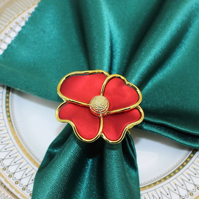 6Gb Pērļu ziedu salvešu gredzeni Balta ziedu salvešu sprādze kāzu līgavas dušai brīvdienu dzimšanas dienas svinību galda noformējums HWF63