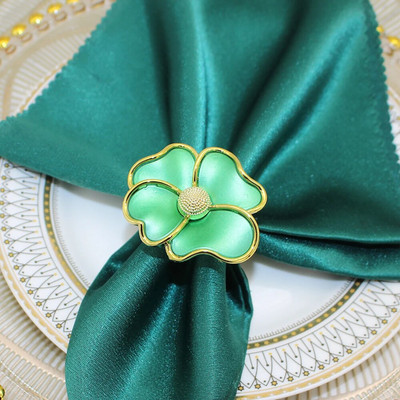 6Gb Pērļu ziedu salvešu gredzeni Balta ziedu salvešu sprādze kāzu līgavas dušai brīvdienu dzimšanas dienas svinību galda noformējums HWF63