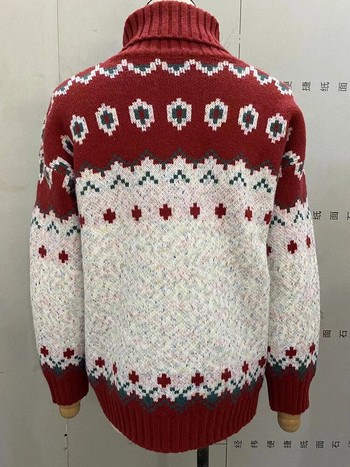 Винтидж дамски пуловер Елегантни трикотажни изделия с висока яка и трикотажни пуловери Есенни зимни дрехи за жени 2023 г. Нови постъпления
