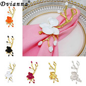 4Gb plūmju ziedu ziedi salvešu gredzeni ziemas brīvdienu mājai viesnīcas dārza kāzu svinību galda noformējums (8 krāsas) HWM84