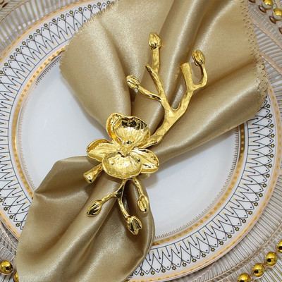 4Gb plūmju ziedu ziedi salvešu gredzeni ziemas brīvdienu mājai viesnīcas dārza kāzu svinību galda noformējums (8 krāsas) HWM84