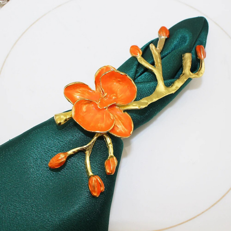 4Gb plūmju ziedu ziedi salvešu gredzeni ziemas brīvdienu mājai viesnīcas dārza kāzu svinību galda noformējums (8 krāsas) HWM84