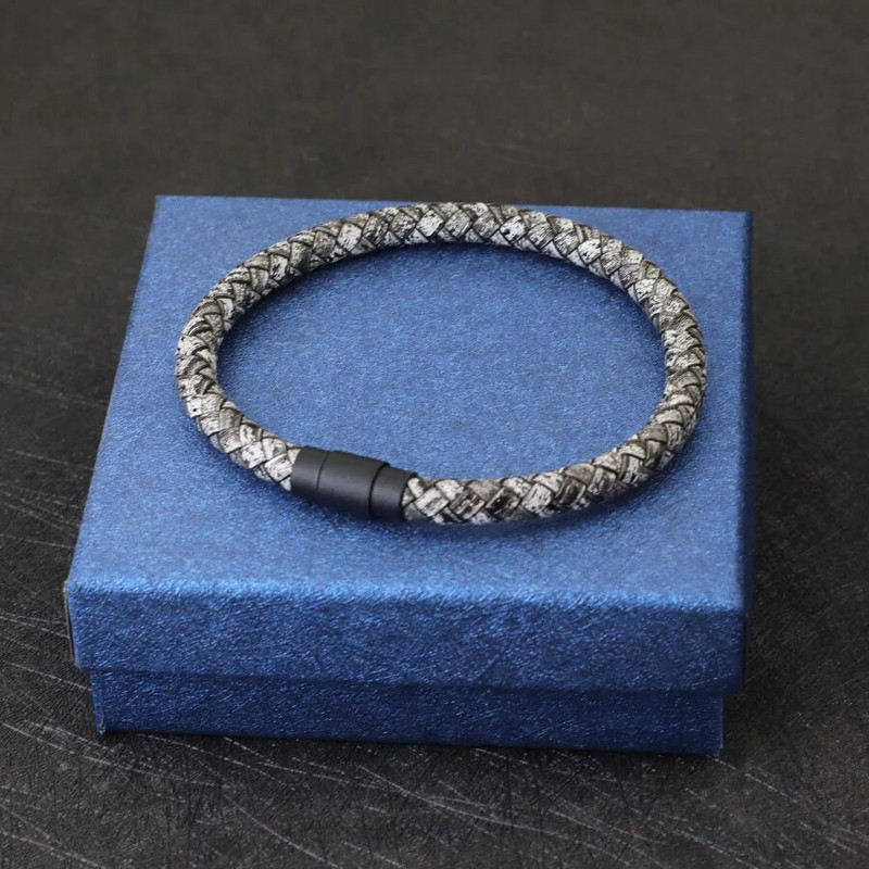 Noter férfi bőr karkötő karkötő fekete mágneses csat illeszkedő egymásra rakható karkötő szabadidős kiegészítők Pulsera Hombre ékszerek