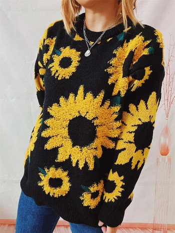 Γυναικείο πουλόβερ πλεκτό Floral μακρυμάνικο πουλόβερ Κομψά ζεστά πλεκτά Φθινοπωρινά χειμωνιάτικα ρούχα για γυναίκες 2023 Νέες παραλαβές