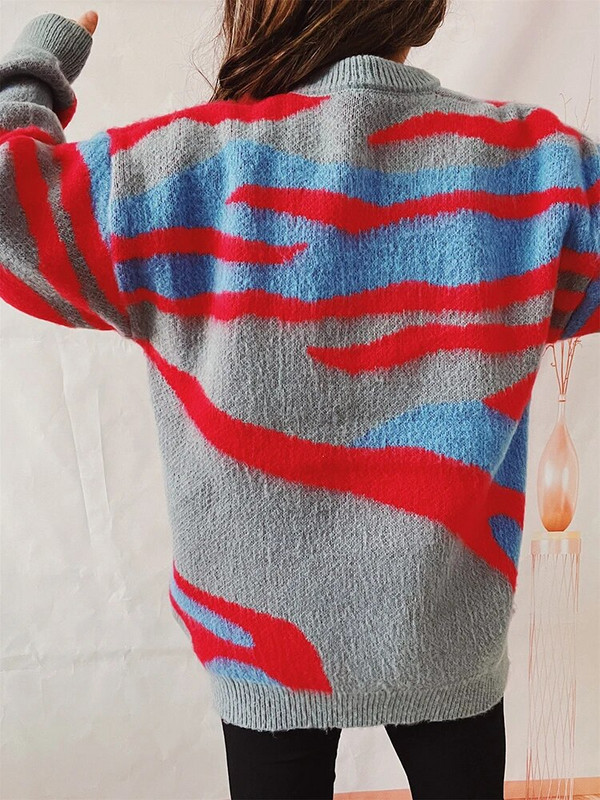 Svītrains sieviešu džemperis trikotāžas džemperi ar garām piedurknēm Eleganti silti adījumi Rudens ziemas apģērbi sievietēm 2023. gada jaunums