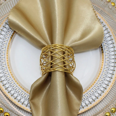 2 gab Dobu ziedu salvešu gredzens metāla salvešu gredzenu turētājs kāzu ballītei svētku banketam Ziemassvētku vakariņu galda dekors