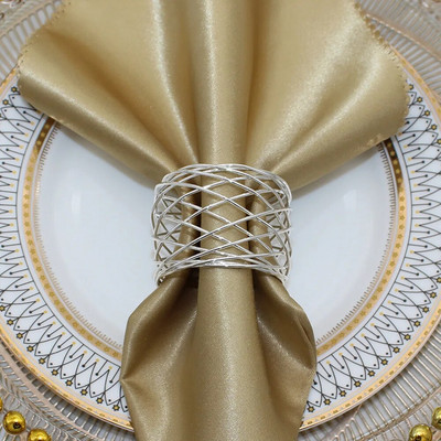 2 gab Dobu ziedu salvešu gredzens metāla salvešu gredzenu turētājs kāzu ballītei svētku banketam Ziemassvētku vakariņu galda dekors