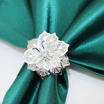 2 gab Dobu ziedu salvešu gredzens metāla salvešu gredzenu turētājs kāzu ballītei svētku banketam Ziemassvētku vakariņu galda dekors