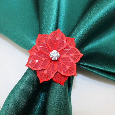 2 gab Dobu ziedu salvešu gredzens metāla salvešu gredzenu turētājs kāzu ballītei svētku banketam Ziemassvētku vakariņu galda dekors