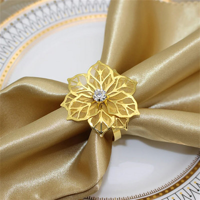 2 gab Dobu ziedu salvešu gredzens metāla salvešu gredzenu turētājs kāzu ballītei svētku banketam Ziemassvētku vakariņu galda dekors