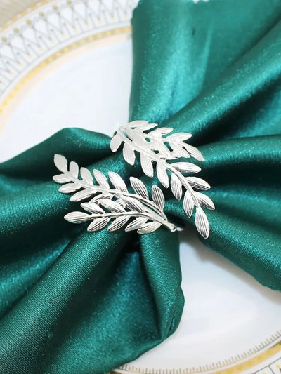 2 gab Dobu ziedu salvešu gredzens metāla salvešu gredzenu turētājs kāzu ballītei svētku banketam Ziemassvētku vakariņu galda dekors