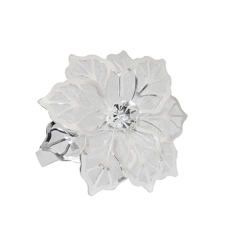 2 gab Dobu ziedu salvešu gredzens metāla salvešu gredzenu turētājs kāzu ballītei svētku banketam Ziemassvētku vakariņu galda dekors