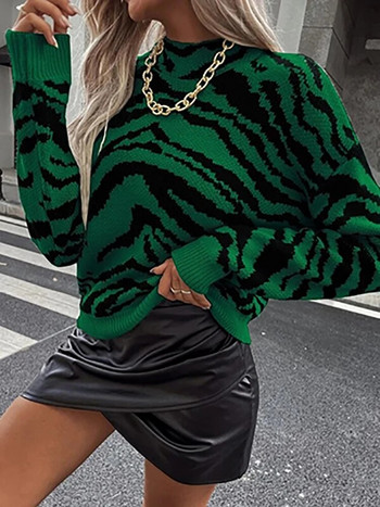 Раирани дамски пуловери с дълги ръкави Плетени пуловери и джъмпери Модни пуловери Есенни зимни дрехи за жени 2023 г.