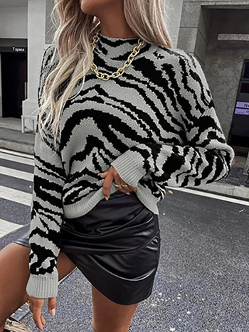 Раирани дамски пуловери с дълги ръкави Плетени пуловери и джъмпери Модни пуловери Есенни зимни дрехи за жени 2023 г.