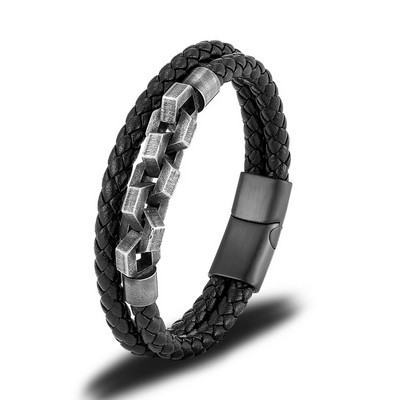 MKENDN Locomotive vīriešu pankroka velosipēdu ķēdes ādas aproce nerūsējošā tērauda kalnu velosipēdu ķēdes aksesuāri vīriešiem dāvanas